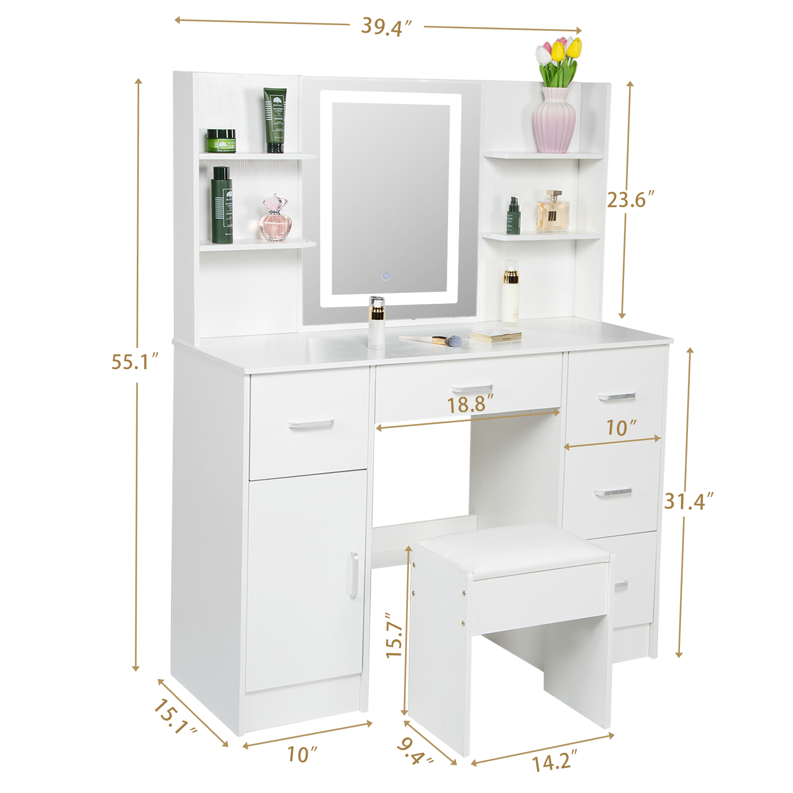 LED Lighted Vanity Table Set,  - Beauty Makeup Vanity Set recension och pris